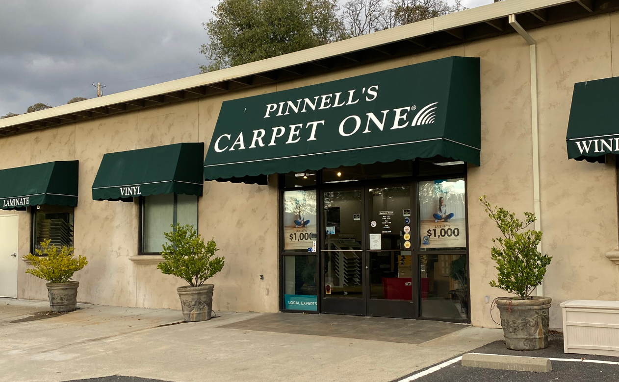 Outside of Pinnell's Carpet One showroom serving Jamestown, CA