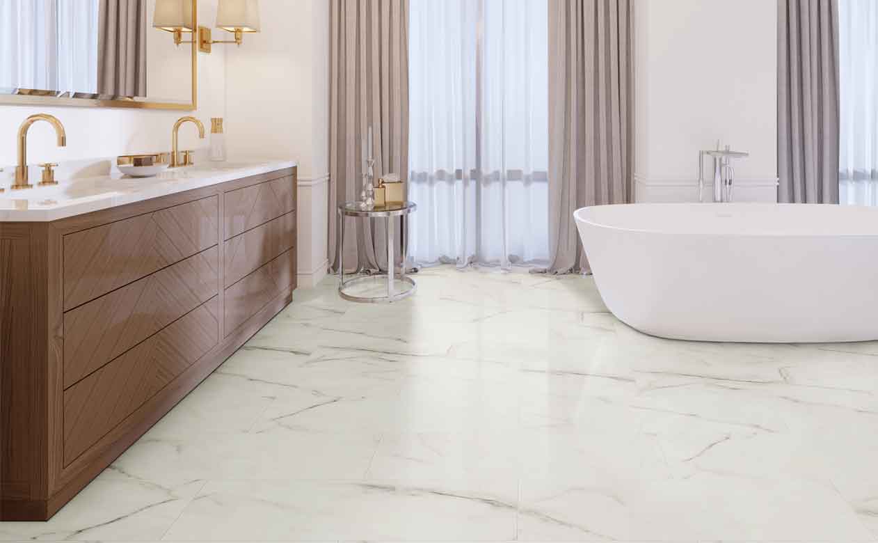 Luxury vinyl flooring in bathroom