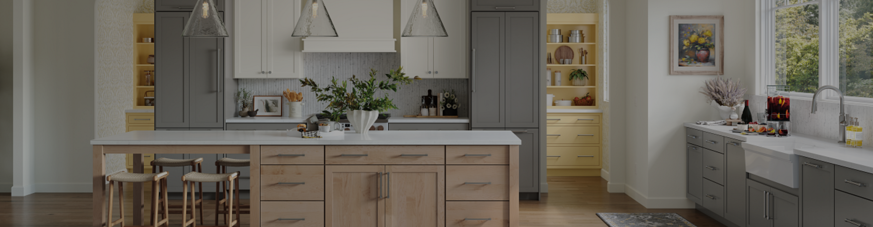 kitchen with walk-in butlers pantry and custom cabinetry from Pinnell's Carpet One serving Valley Springs, CA