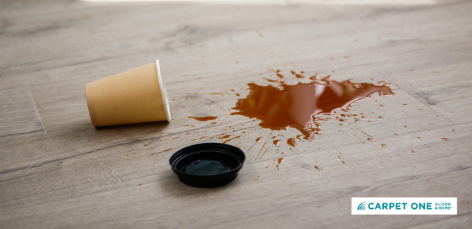 spilled pumpkin spice latte on floor