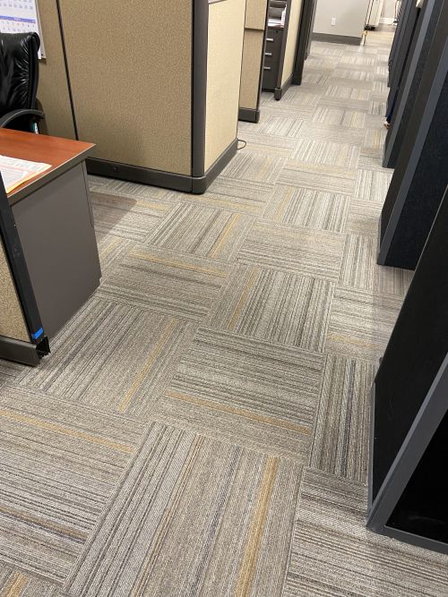 Corporate cubicles with commercial carpet tile flooring 